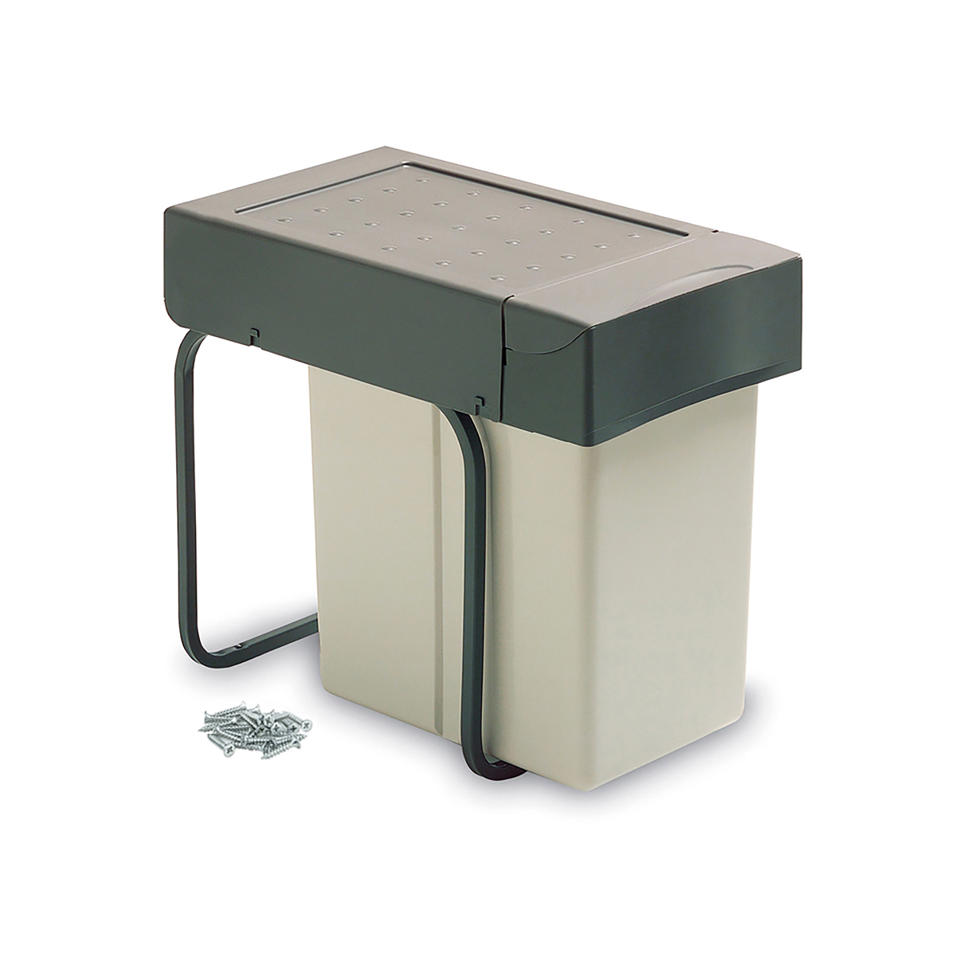 Balde do lixo reciclável para montagem no fundo e extraível manualmente no  móvel da cozinha Recycle 1x20litros, Cinza antracite Plástico